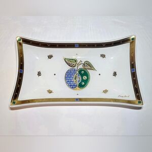 Georges Briard Forbidden Fruit Serving Tray Vintage Signed Art Deco Glassware